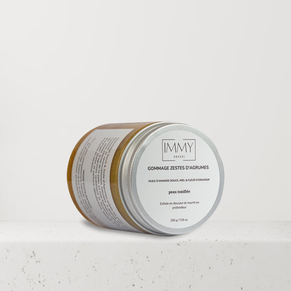 Gommage Zestes d’Agrumes- Huile d'argan-Miel-Huile d'amande douce-250Gr